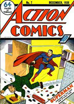 'Action Comics' #7 (1938) med forside af Joe Shuster.