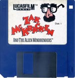 Amiga-diskette; her Zak McKracken and the Alien Mindbenders fra LucasFilm Games.