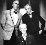 Tre ikoner: Christopher Lee (f. 1922), Vincent Price (1911-1993) og, siddende, Peter Cushing (1913-1994)