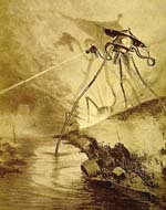 Den brasilianske kunstner Henrique Alvim Correas indtryk af én af Wells' tripoder. Fra en belgisk udgave fra 1906.