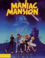 Boxcoveret fra Commodore 64-versionen af det originale Maniac Mansion