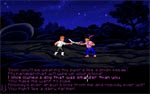 Guybrush er ved at lære at fægte med anvendelse af fornærmelser.