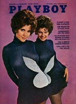 'Playboy Magazine' fra oktober 1970, med de første tvillinger - søstrene Collinson - på forsiden nogensinde.