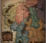 Spillebrættet i grundspillet, der dækker Middle-earth fra Angmar til Rohan.
