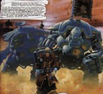 Skatteopkræveren - en af Imperiets håndlangere med sine robotter. Her kan man tydelig se, hvordan GW har hente inspiration fra ABC Warriors: de tidlige halvfemseres dreadnought-modeller fra GW har en slående lighed med robotterne her