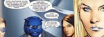 Hovedparten af teamet i 'De Priviligerede'. Fra venstre mod højre: Scott Summers (Cyclops), Hank McCoy (Beast), Kitty Pryde (Shadowcat) og Emma Frost