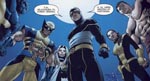 Filmisk vinkel i forbindelse med albummets klimaks, hvor vi ser teamet i deres nye uniformer: Beast, Wolverine, Emma Frost, Cyclops, Shadowcat - og en gammel ven