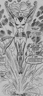 Jean Grey genopstår som Phoenix. I Dave Cockrums streg fra #101.