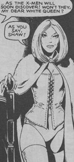 Emma Frost som Hellfire-klubbens White Queen - også hun i dominatrix-outfit, der ikke har overladt meget til teenagedrengenes fantasi. Fra #129.