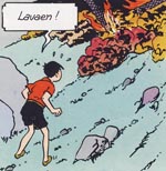 Mads på flugt fra lavaen.