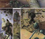 Carl Critchlow når han i dette album er bedst, her hvor Nemesis og Deathlock kæmper mod hinanden.