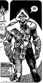 Seriens hovedperson Johnny Alpha, Strontium Dog'en over dem alle.