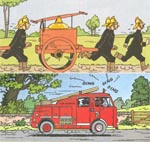 Samme panel i 1943-udgaven (øverst) og 1966-udgaven