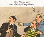 De to skurke, brødrene Fughl, og deres butler Nestor.