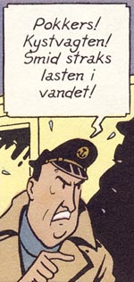 Vores første møde med Rastapopoulos' håndlanger, den evigt-uheldige Kaptajn Allan.