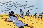 Det ofte omtale panel, hvor Hergé i et enkelt billede skildrer en hel bevægelse.