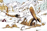 Det nedstyrtede fly - og et virkeligt flot tegnet panel!
