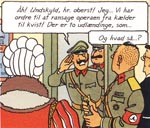 De borduriske soldaters rød/hvide armbind er en klar reference til nazisternes hagekorsarmbind.